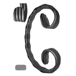 Céčko 130x75mm, 12x6mm, zdobené, široké obojstranné rozkutie Céčko 130x75mm, 12x6mm, zdobené, široké obojstranné rozkutie